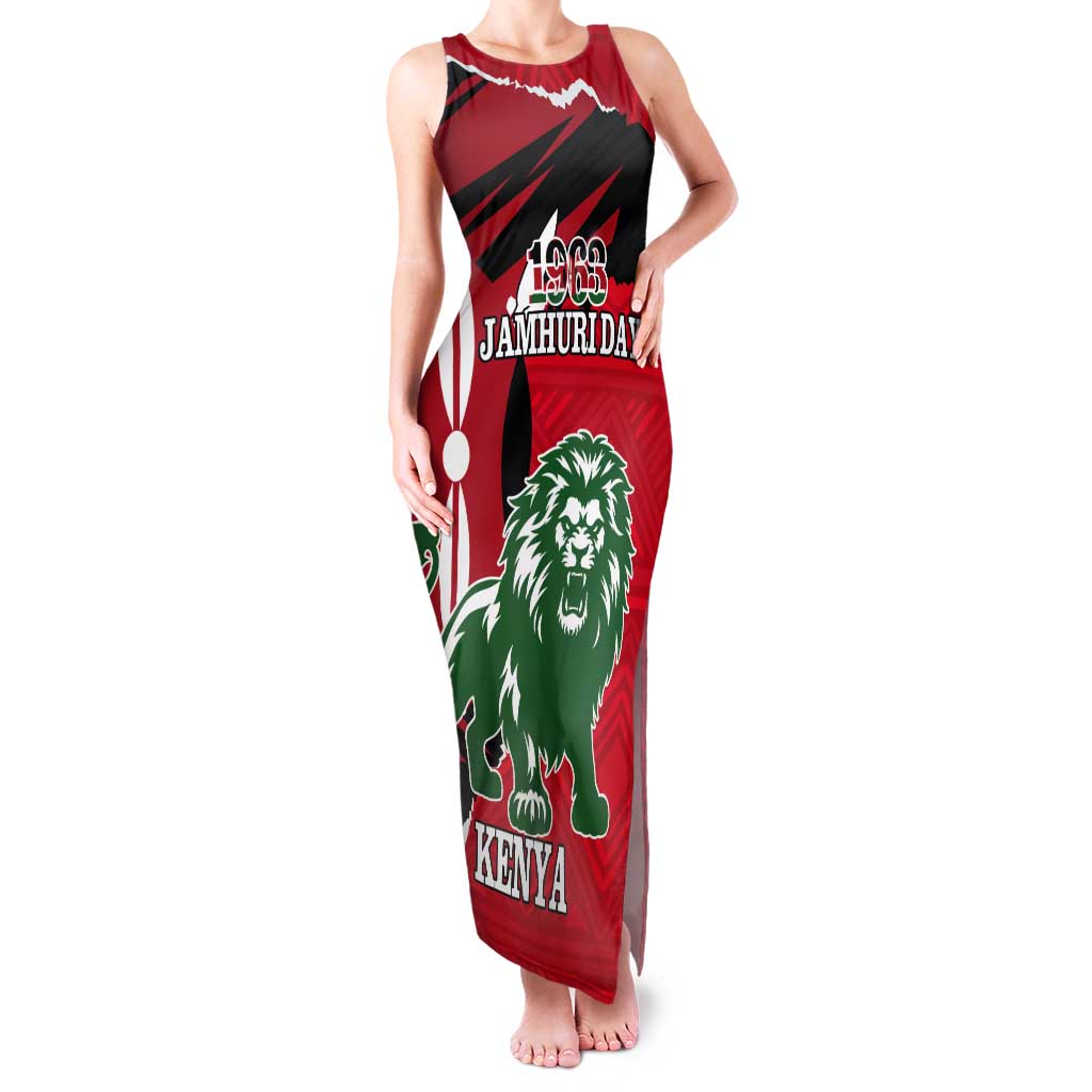 Personalized Kenya Independence Day Tank Maxi Dress Angry Lion - Happy Jamhuri Day 1963 - Wonder Print Shop