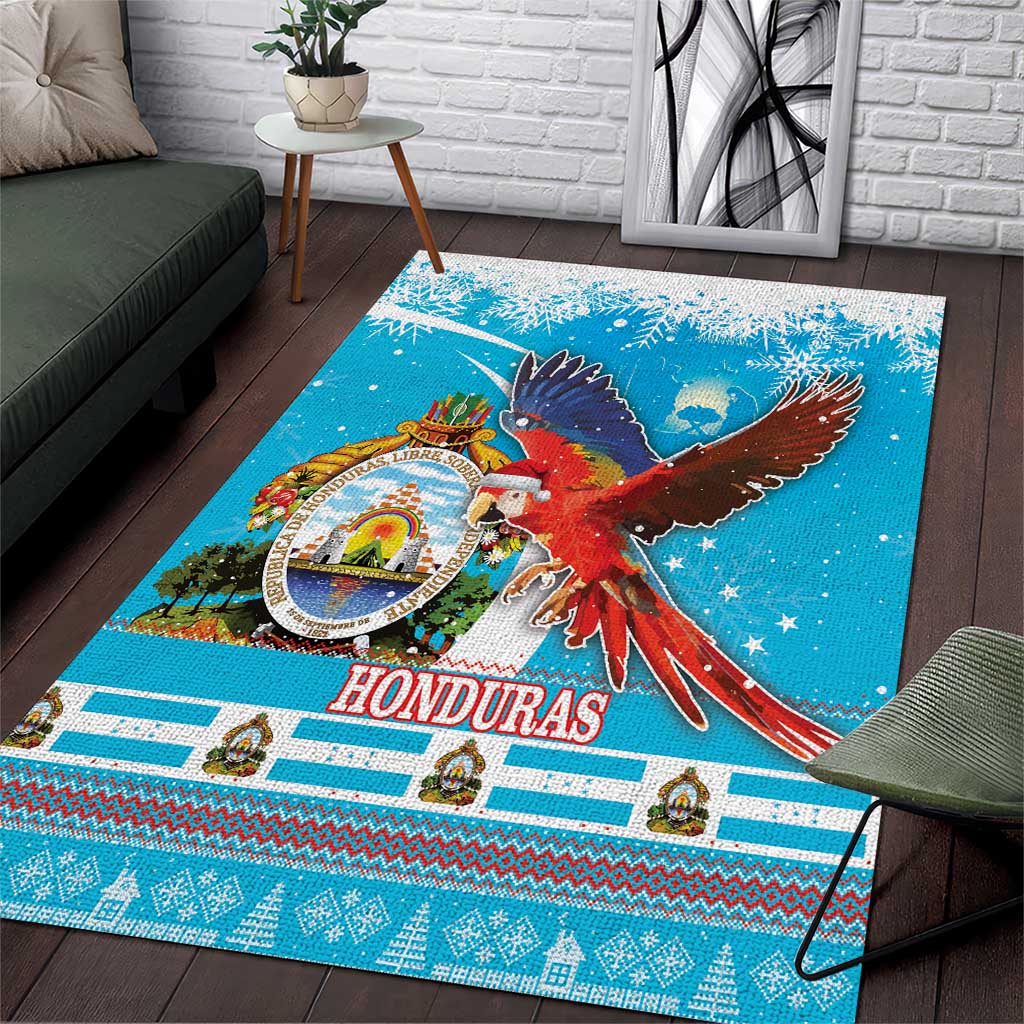 Honduras Christmas Area Rug Scarlet Macaw Feliz Navidad - Wonder Print Shop