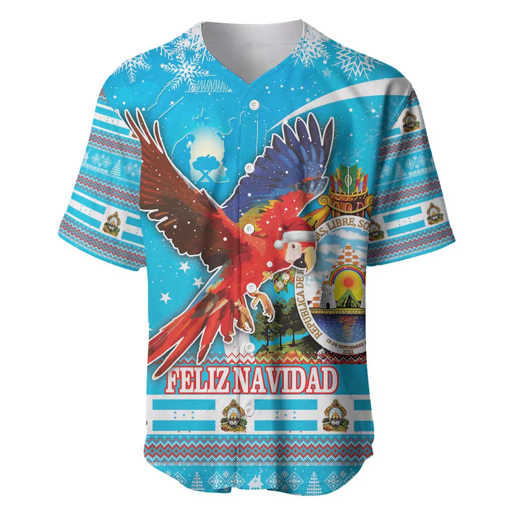 Honduras Christmas Baseball Jersey Scarlet Macaw Feliz Navidad - Wonder Print Shop