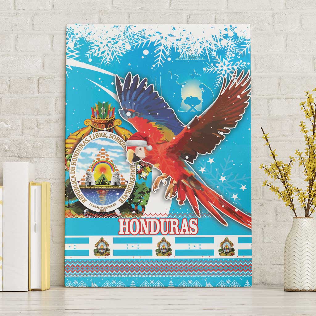 Honduras Christmas Canvas Wall Art Scarlet Macaw Feliz Navidad - Wonder Print Shop