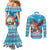 Honduras Christmas Couples Matching Mermaid Dress and Long Sleeve Button Shirt Scarlet Macaw Feliz Navidad