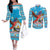 Honduras Christmas Couples Matching Off The Shoulder Long Sleeve Dress and Long Sleeve Button Shirt Scarlet Macaw Feliz Navidad