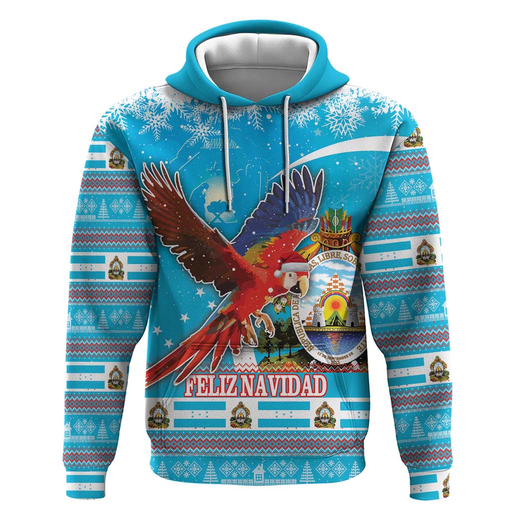 Honduras Christmas Hoodie Scarlet Macaw Feliz Navidad - Wonder Print Shop