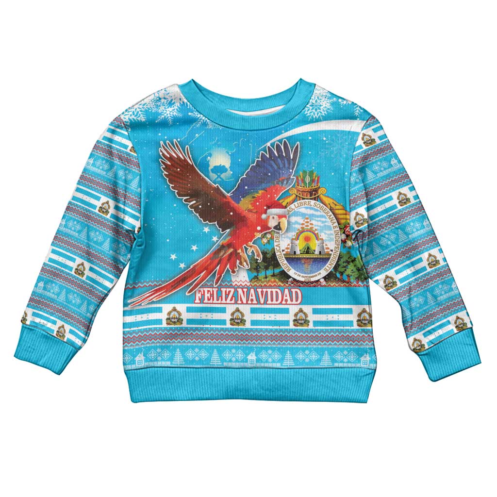 Honduras Christmas Kid Ugly Christmas Sweater Scarlet Macaw Feliz Navidad - Wonder Print Shop