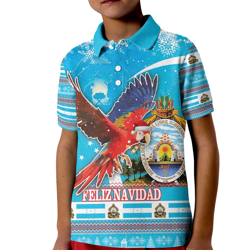 Honduras Christmas Kid Polo Shirt Scarlet Macaw Feliz Navidad - Wonder Print Shop