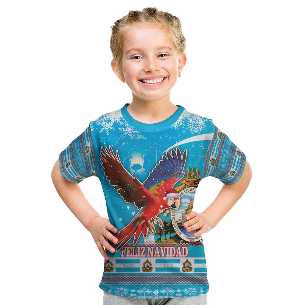 Honduras Christmas Kid T Shirt Scarlet Macaw Feliz Navidad - Wonder Print Shop