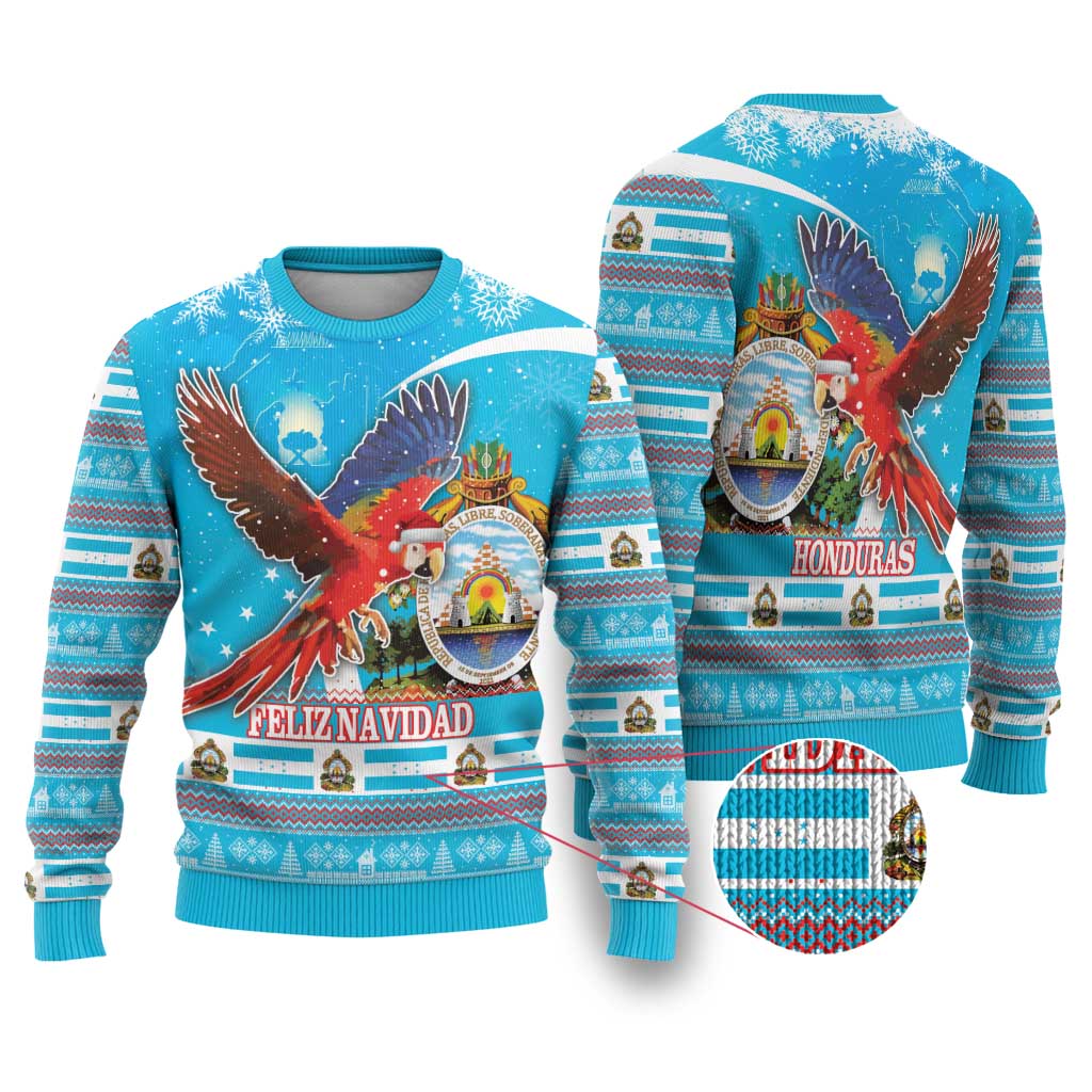 Honduras Christmas Ugly Christmas Sweater Scarlet Macaw Feliz Navidad - Wonder Print Shop