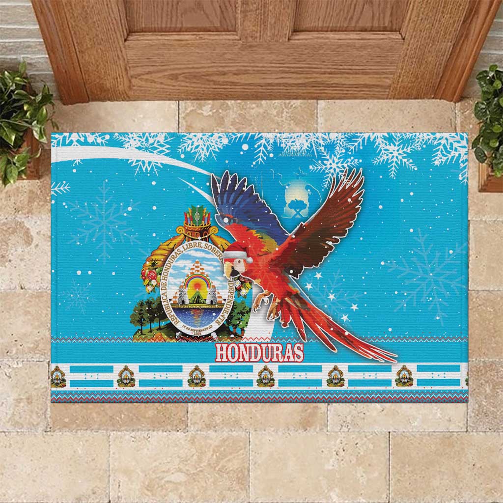 Honduras Christmas Rubber Doormat Scarlet Macaw Feliz Navidad - Wonder Print Shop