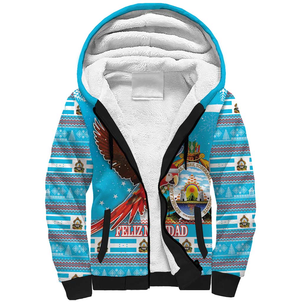 Honduras Christmas Sherpa Hoodie Scarlet Macaw Feliz Navidad - Wonder Print Shop