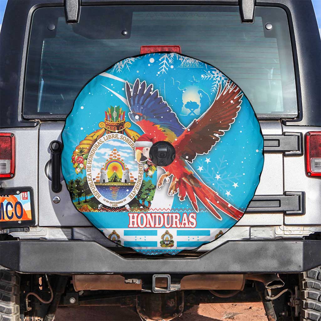 Honduras Christmas Spare Tire Cover Scarlet Macaw Feliz Navidad - Wonder Print Shop