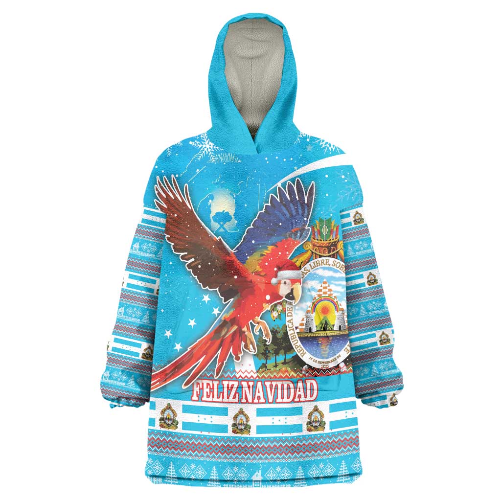 Honduras Christmas Wearable Blanket Hoodie Scarlet Macaw Feliz Navidad - Wonder Print Shop