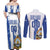 Custom Honduras Football Couples Matching Off Shoulder Maxi Dress and Long Sleeve Button Shirt Los Catrachos Grunge Style - Wonder Print Shop