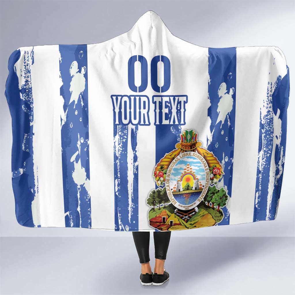 Custom Honduras Football Hooded Blanket Los Catrachos Grunge Style