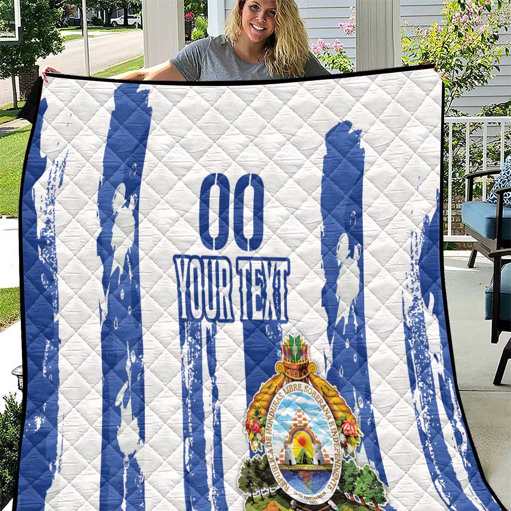 Custom Honduras Football Quilt Los Catrachos Grunge Style - Wonder Print Shop