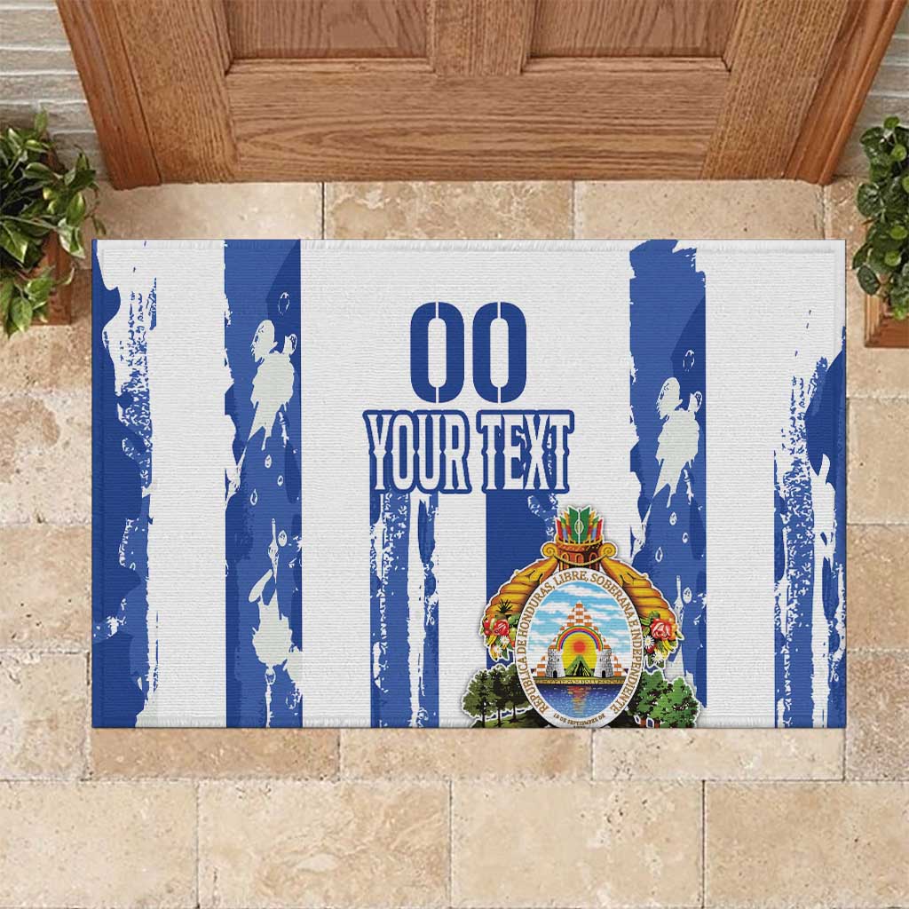 Custom Honduras Football Rubber Doormat Los Catrachos Grunge Style - Wonder Print Shop