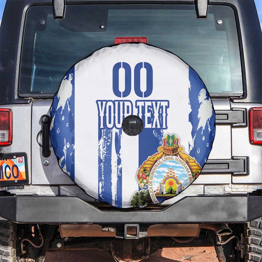 Custom Honduras Football Spare Tire Cover Los Catrachos Grunge Style - Wonder Print Shop