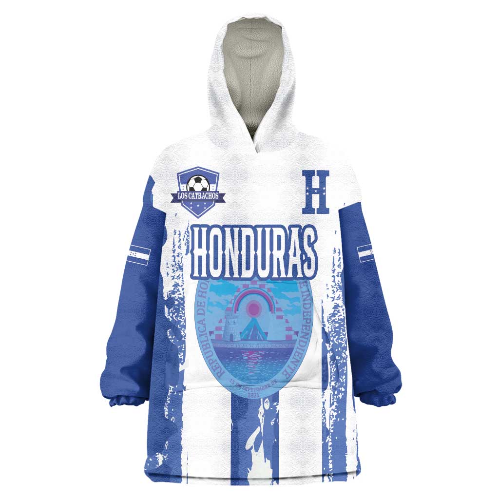 Custom Honduras Football Wearable Blanket Hoodie Los Catrachos Grunge Style - Wonder Print Shop