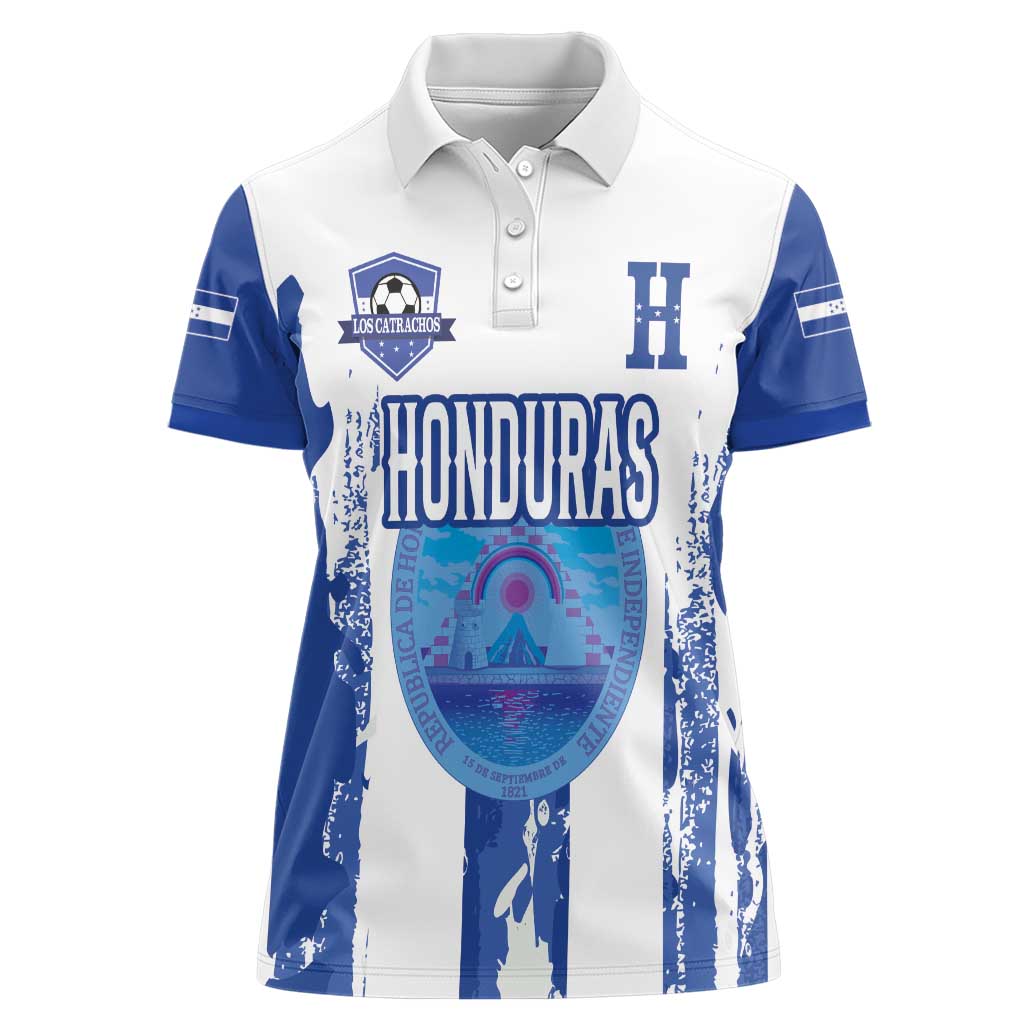 Custom Honduras Football Women Polo Shirt Los Catrachos Grunge Style - Wonder Print Shop