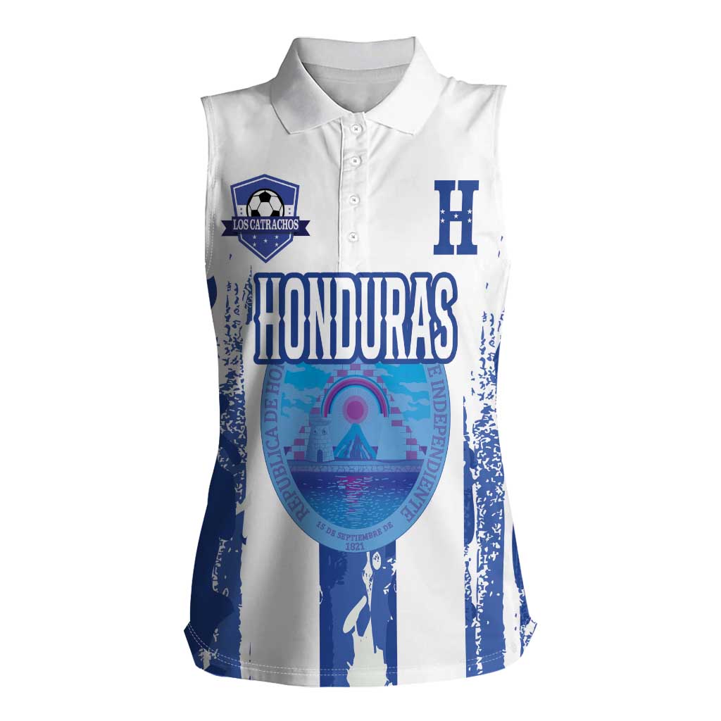 Custom Honduras Football Women Sleeveless Polo Shirt Los Catrachos Grunge Style - Wonder Print Shop