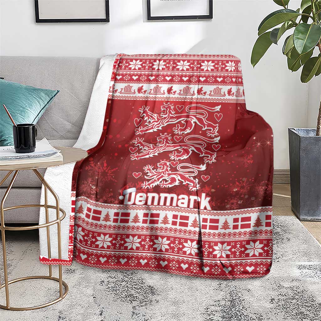 Denmark Christmas Blanket Three Danish Lions - Wonder Print Shop