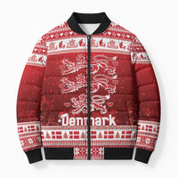 Denmark Christmas Bomber Puffer Jacket Three Danish Lions - Wonder Print Shop