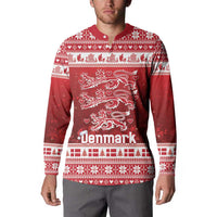 Denmark Christmas Button Sweatshirt Three Danish Lions - Wonder Print Shop