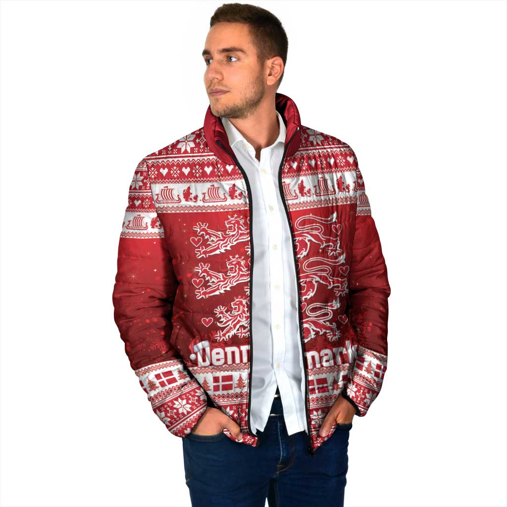 Denmark Christmas Padded Jacket Three Danish Lions - Wonder Print Shop