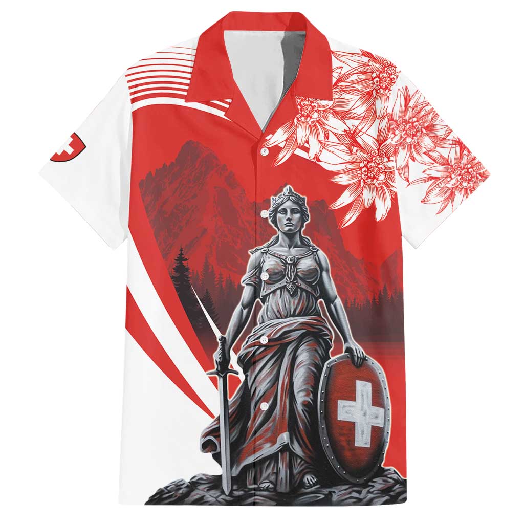 Switzerland Swiss National Day Hawaiian Shirt Helvetia Matterhorn