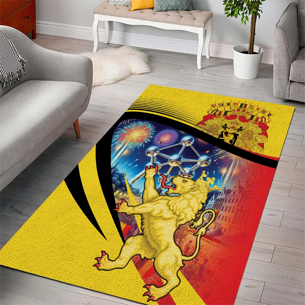 Belgium National Day Area Rug Atomium Leo Belgicus