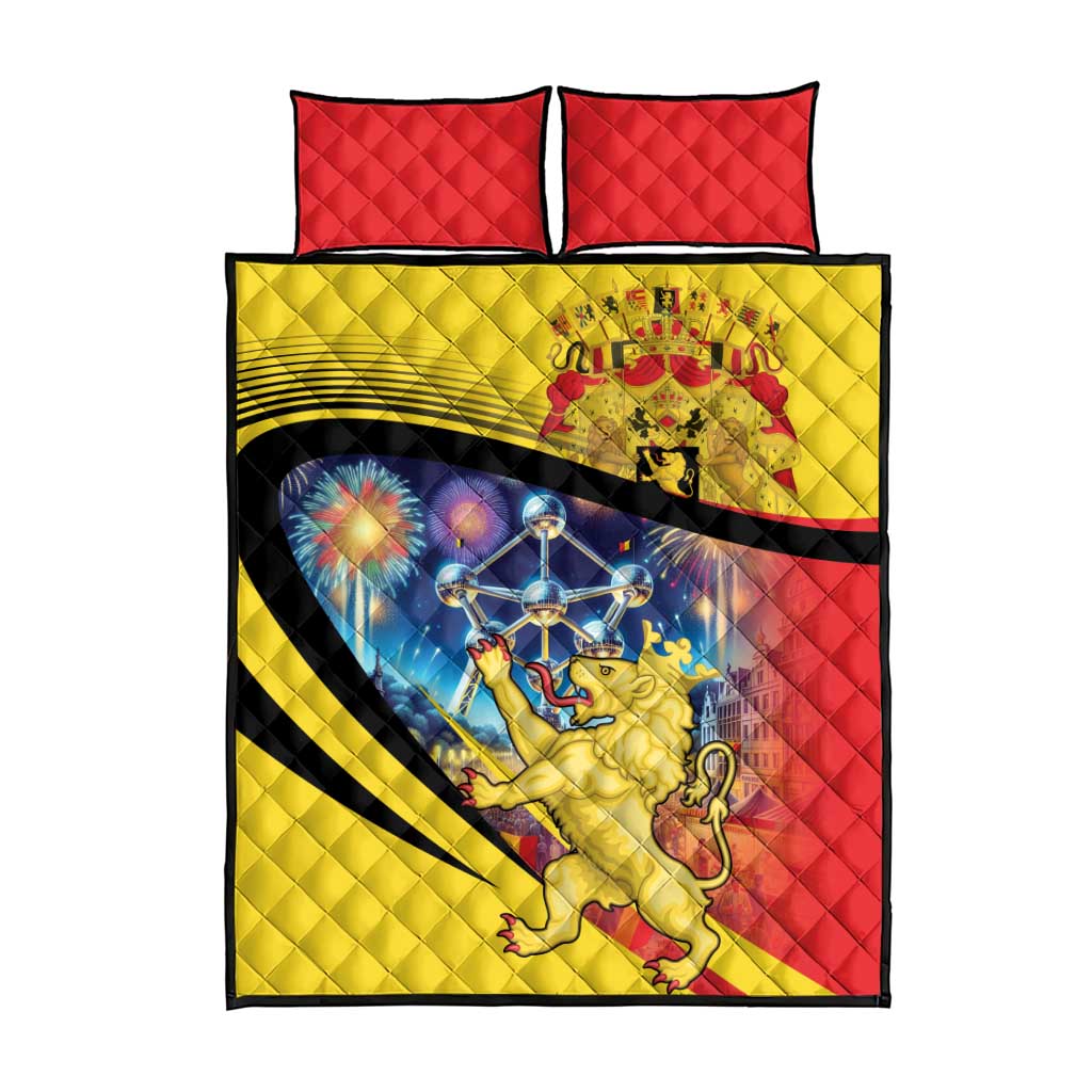 Belgium National Day Quilt Bed Set Atomium Leo Belgicus