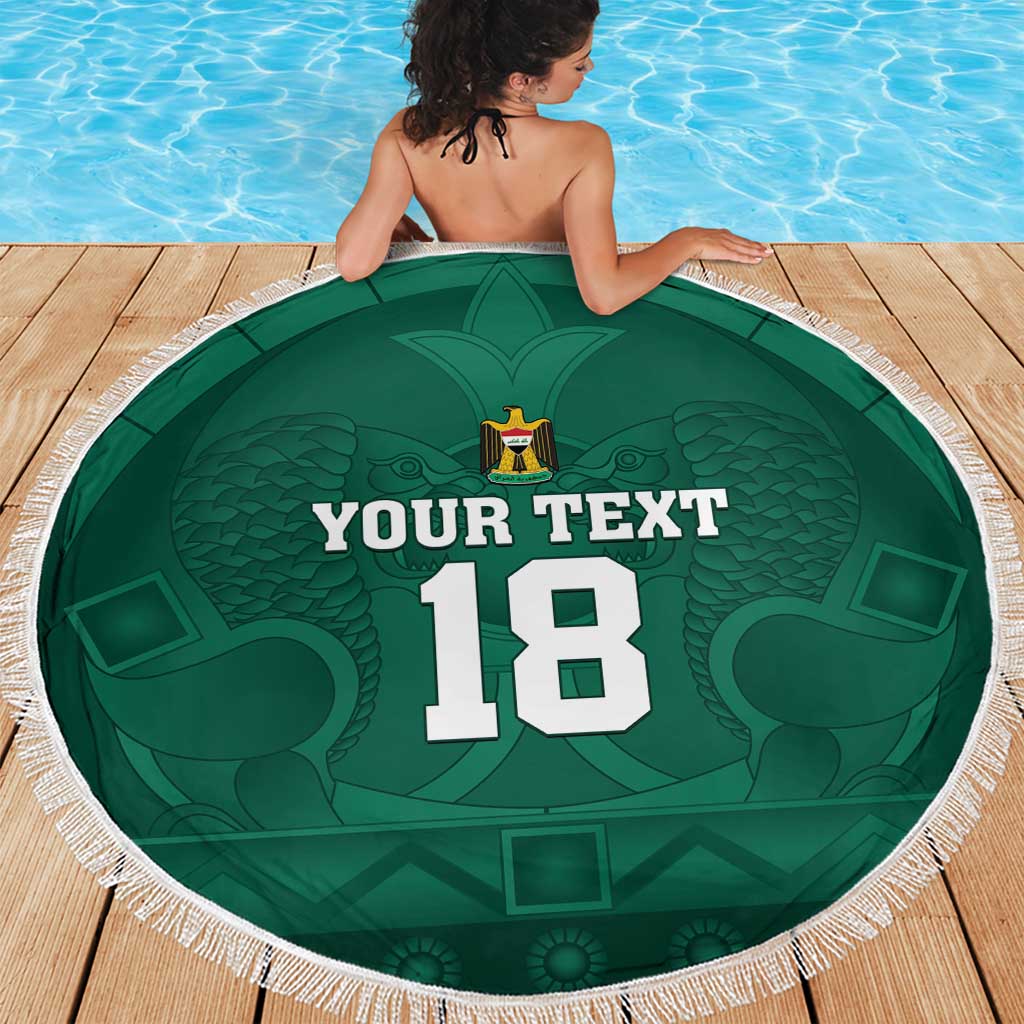 Iraq Football Custom Beach Blanket Mesopotamian Lion Pattern