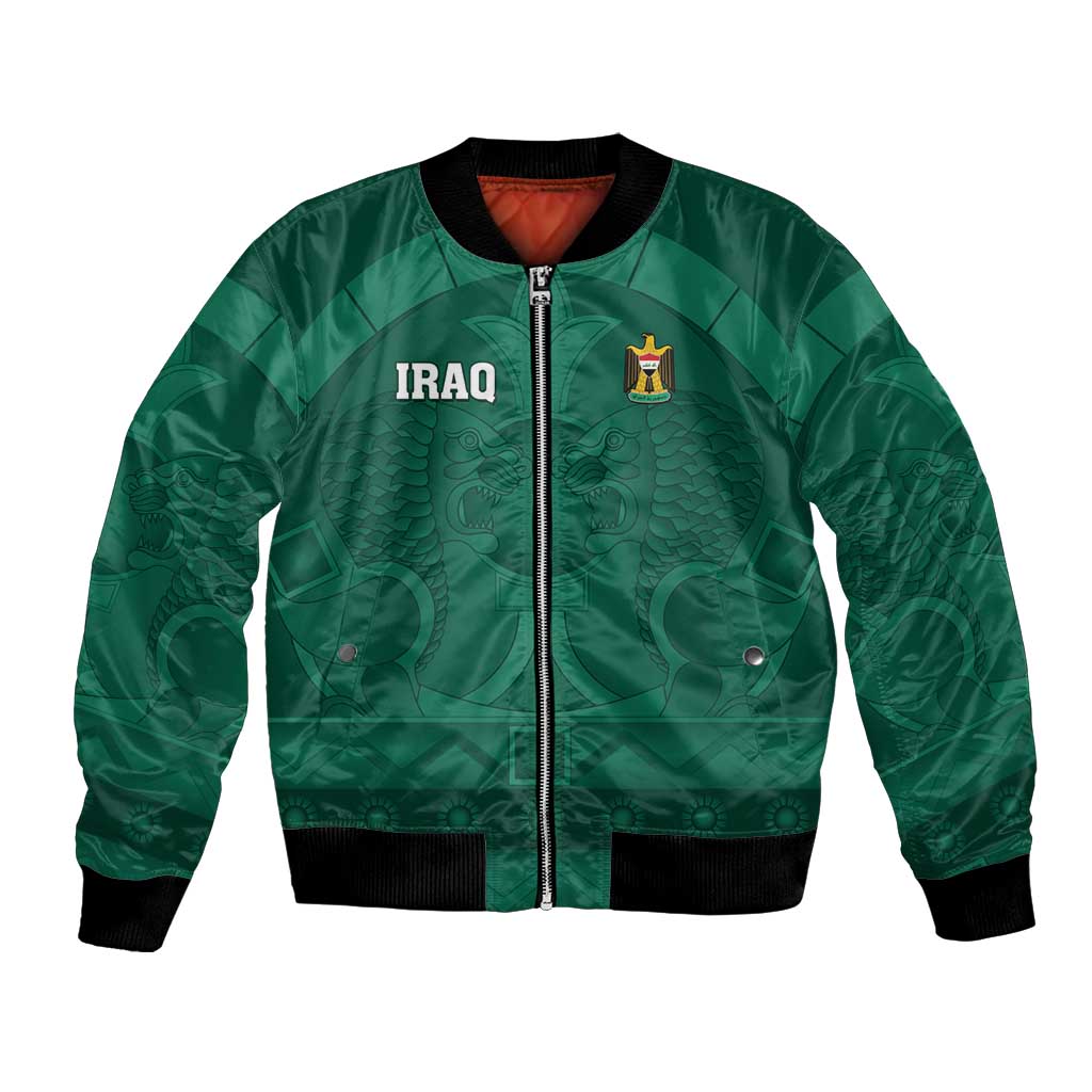 Iraq Football Custom Bomber Jacket Mesopotamian Lion Pattern