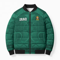 Iraq Football Custom Bomber Puffer Jacket Mesopotamian Lion Pattern