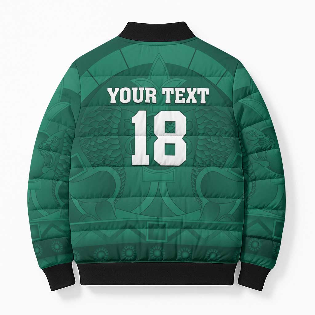Iraq Football Custom Bomber Puffer Jacket Mesopotamian Lion Pattern