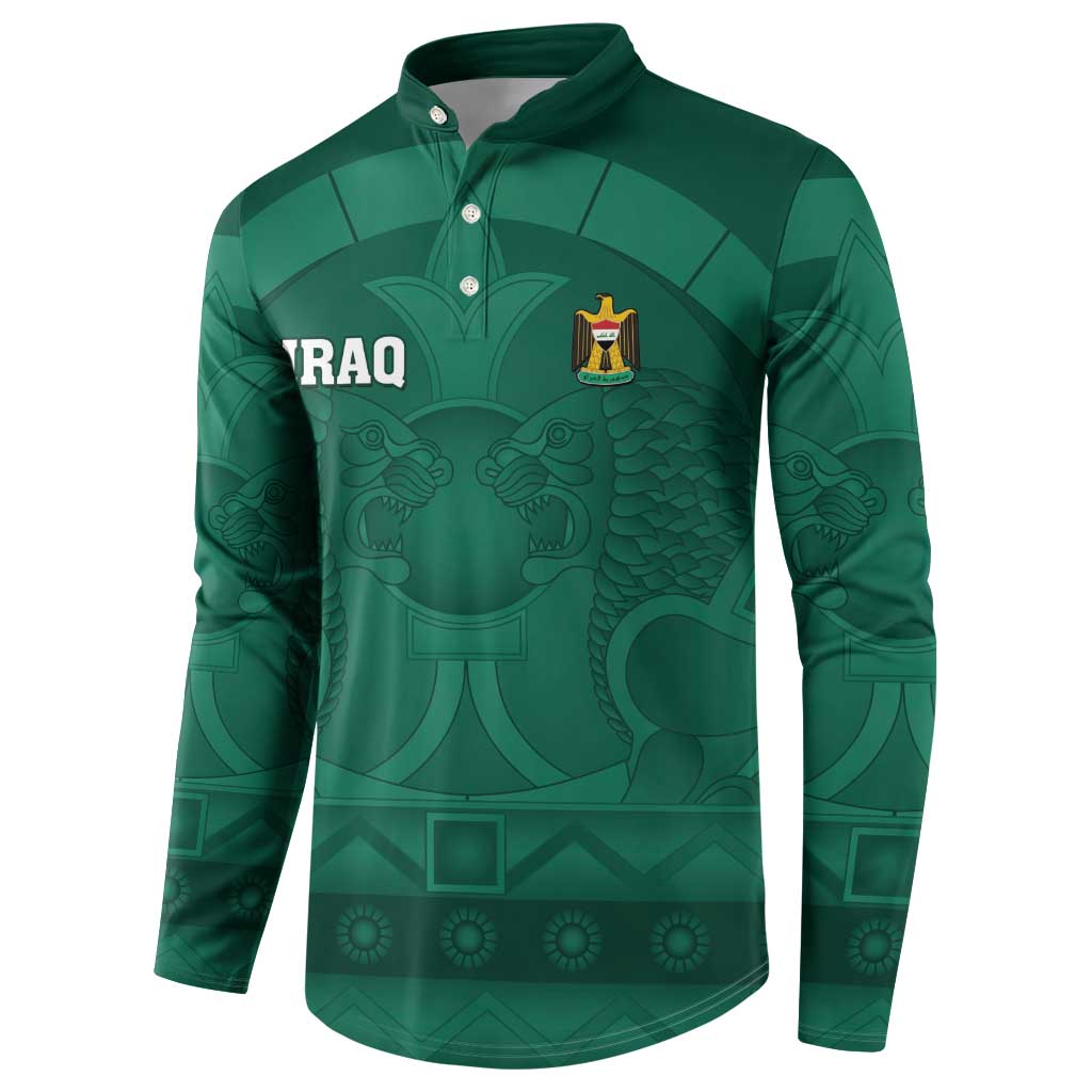 Iraq Football Custom Button Sweatshirt Mesopotamian Lion Pattern