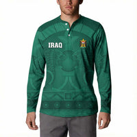 Iraq Football Custom Button Sweatshirt Mesopotamian Lion Pattern