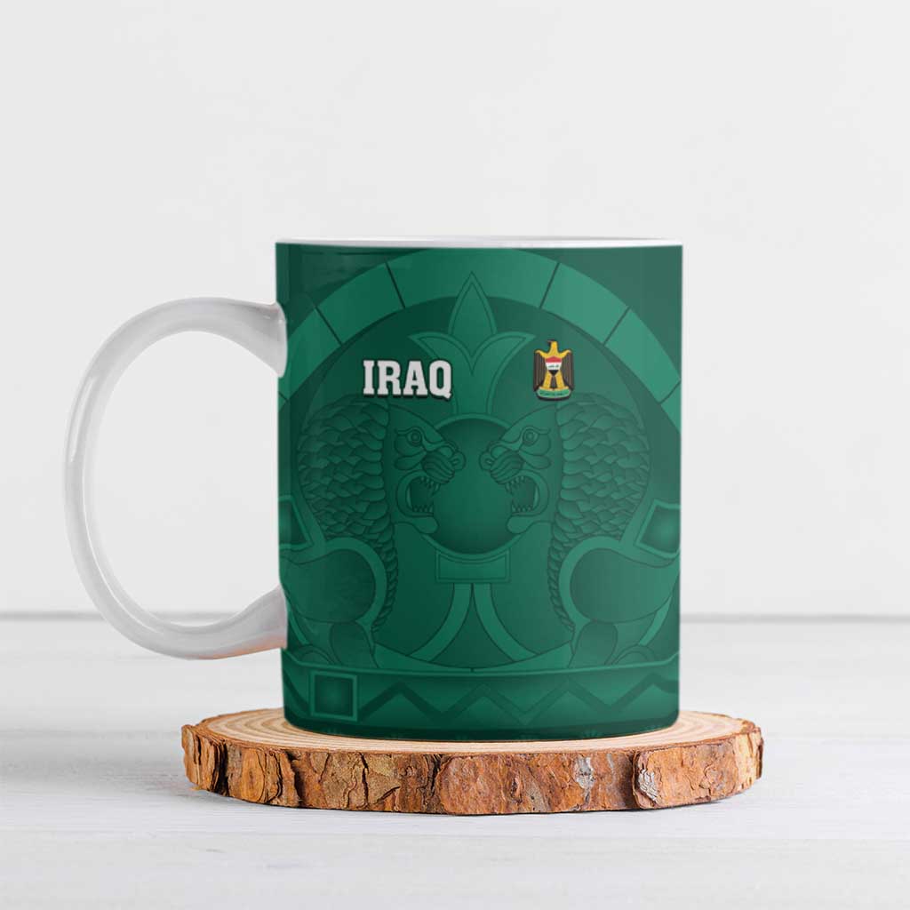 Iraq Football Custom Ceramic Mug Mesopotamian Lion Pattern