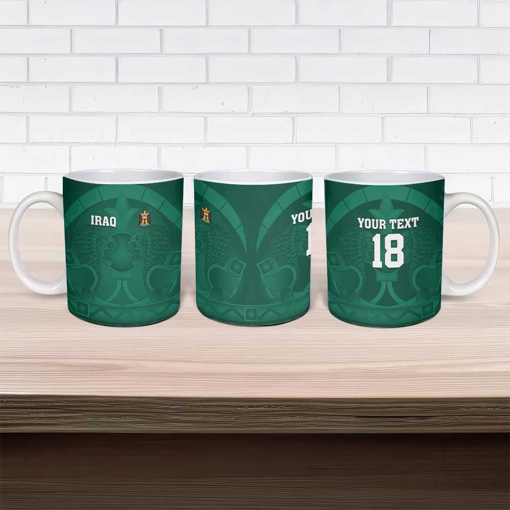 Iraq Football Custom Ceramic Mug Mesopotamian Lion Pattern