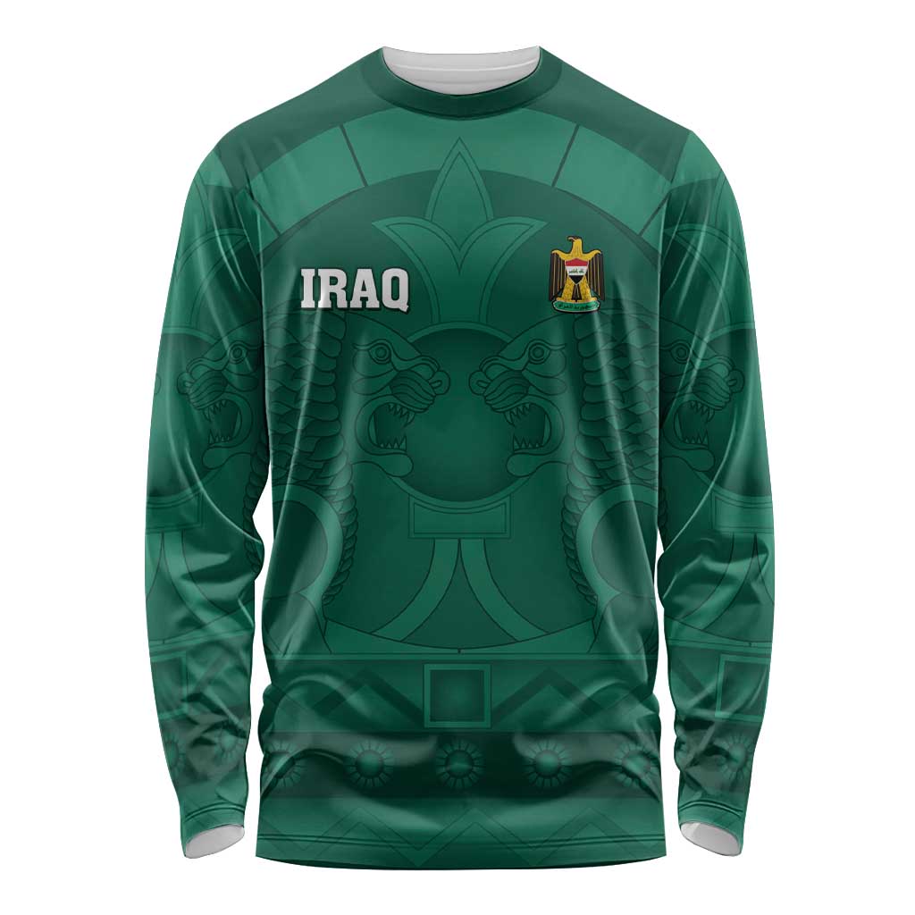 Iraq Football Custom Long Sleeve Shirt Mesopotamian Lion Pattern