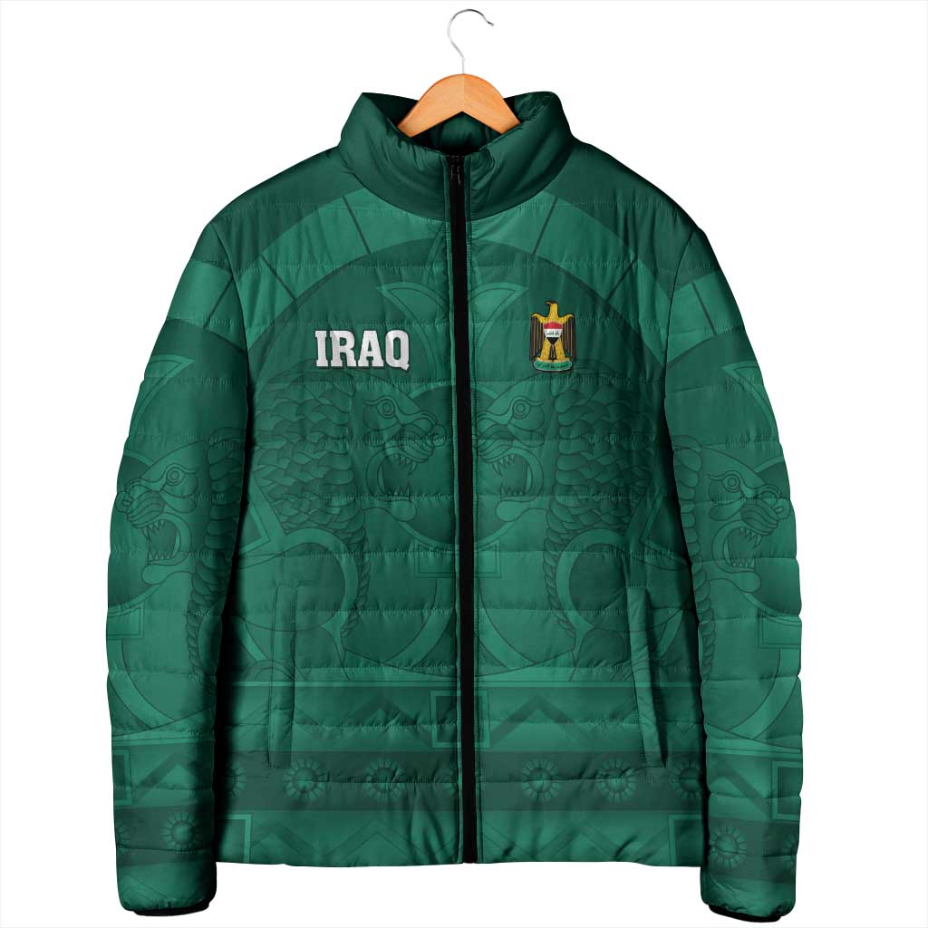 Iraq Football Custom Padded Jacket Mesopotamian Lion Pattern