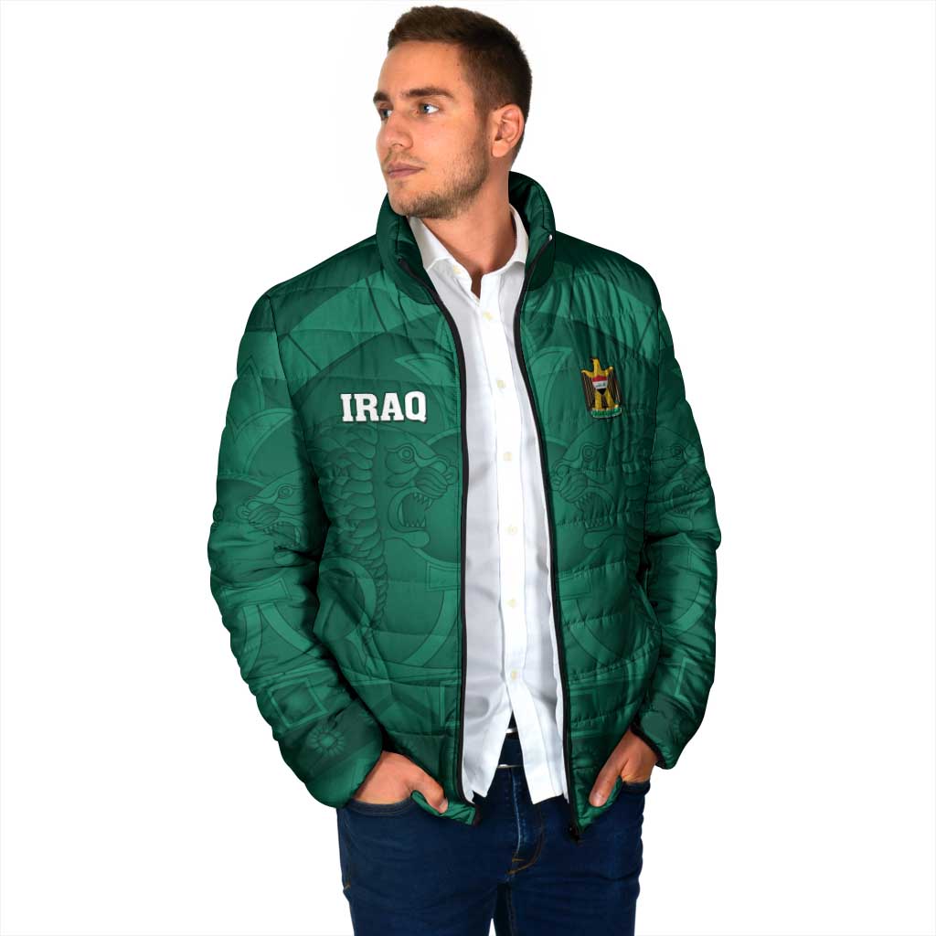 Iraq Football Custom Padded Jacket Mesopotamian Lion Pattern