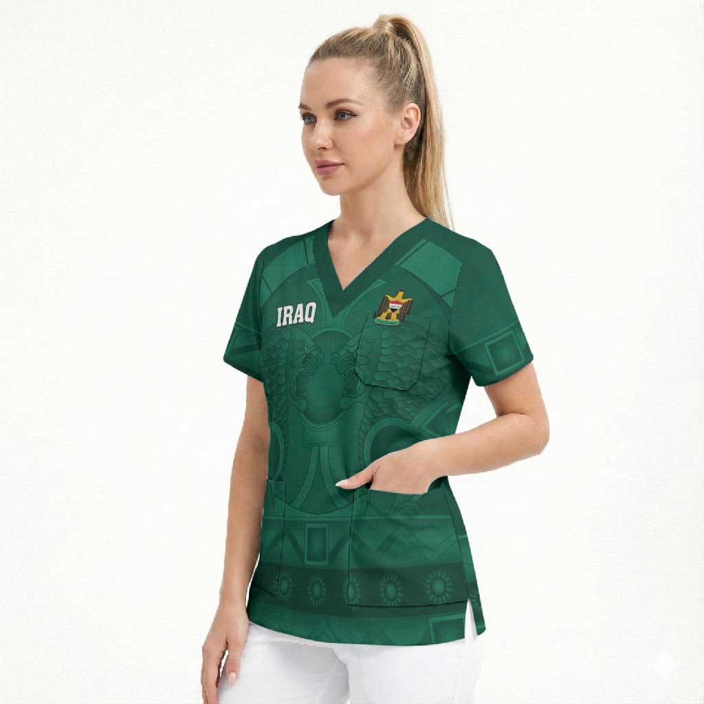 Iraq Football Custom Scrub Top Mesopotamian Lion Pattern