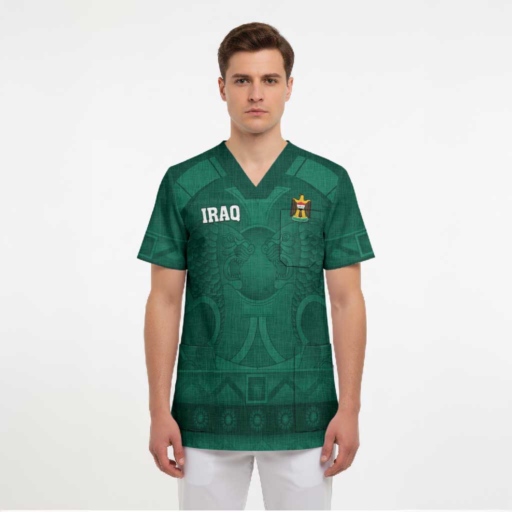 Iraq Football Custom Scrub Top Mesopotamian Lion Pattern