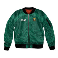 Iraq Football Custom Sleeve Zip Bomber Jacket Mesopotamian Lion Pattern