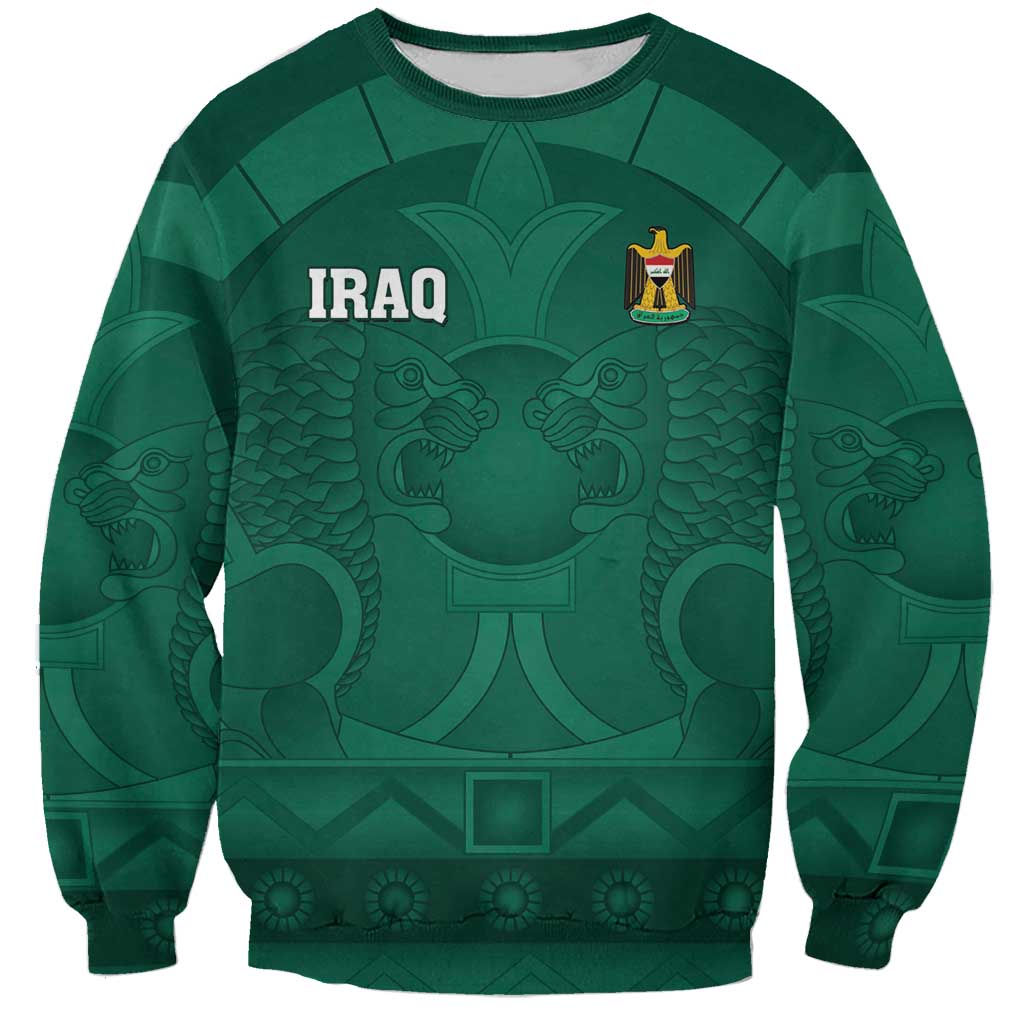 Iraq Football Custom Sweatshirt Mesopotamian Lion Pattern
