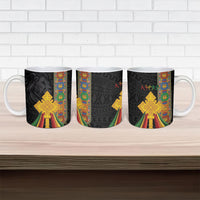 Ethiopia Lion Cross Ceramic Mug Habesha Heritage Style
