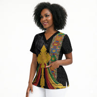 Ethiopia Lion Cross Scrub Top Habesha Heritage Style