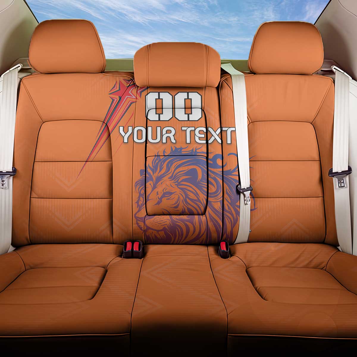 Custom Netherlands Football Back Car Seat Cover Oranje Lion - Wonder Print Shop