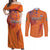 Custom Netherlands Football Couples Matching Off Shoulder Maxi Dress and Long Sleeve Button Shirt Oranje Lion - Wonder Print Shop