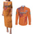 Custom Netherlands Football Couples Matching Puletasi and Long Sleeve Button Shirt Oranje Lion - Wonder Print Shop